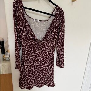 Reformation Burgundy Floral Mini Dress